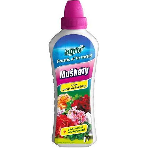 AGRO Kvapalné hnojivo na muškáty a iné balkónové kvety 1l