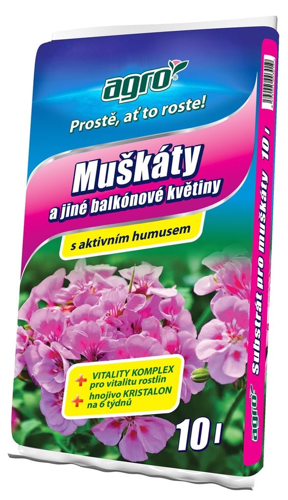 AGRO Substrát na muškáty a iné balkónové kvety 50 l