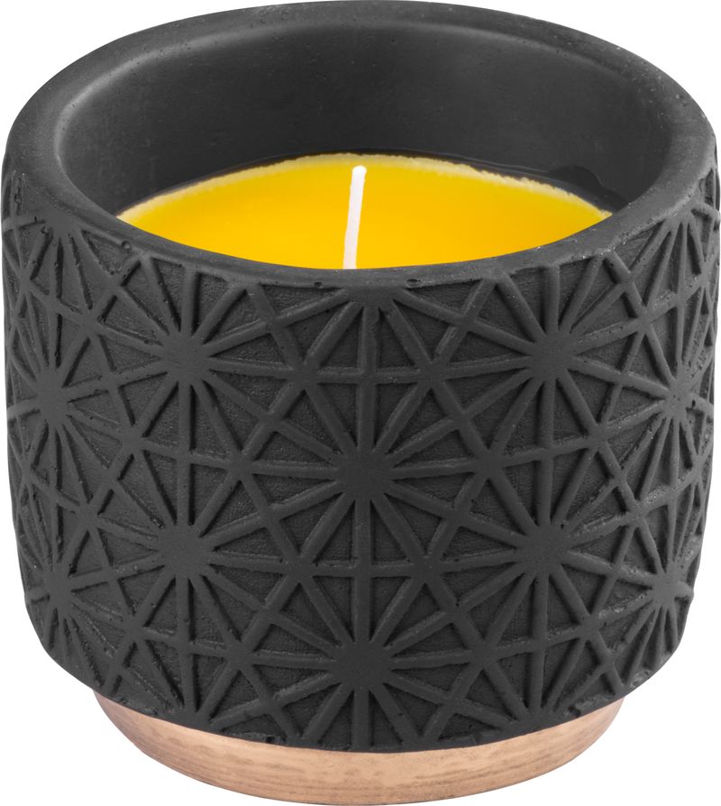 Sviečka Citronella, čierna, repelentná v dekoračnom kvetináči, 200g
